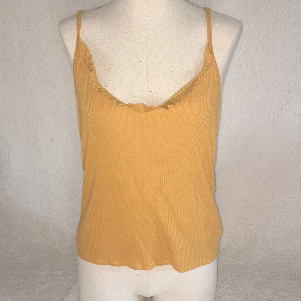Yellow Mustard Ruffled Cami Tank Top